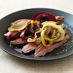 Flank Steak with Triple Grilled Onions 