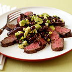 Grilled Flank Steak with Corn Black Bean and Avocado Salad 