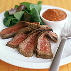 Grilled Steak with Roast Pepper Dressing 