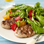 Grilled Pork with Arugula and Tomato Salad