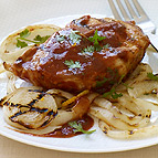 Orange-Chipotle BBQ Pork Chops with Grilled Onions