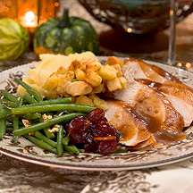 Image of a plate of Thanksgiving foods