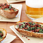 Baked Potato Skins With Creamy Spinach and Turkey Bacon