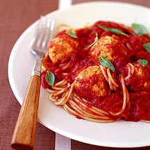 Picture of spaghetti with meatballs